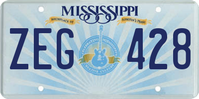 MS license plate ZEG428