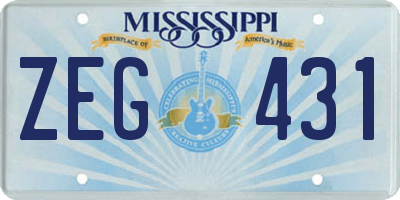 MS license plate ZEG431