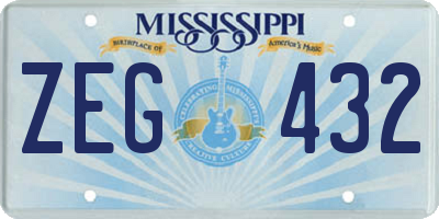 MS license plate ZEG432