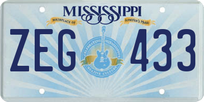 MS license plate ZEG433