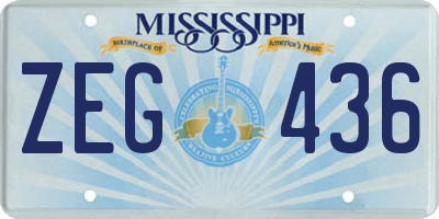 MS license plate ZEG436