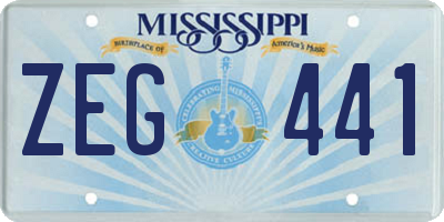 MS license plate ZEG441