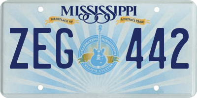 MS license plate ZEG442