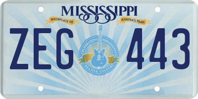 MS license plate ZEG443