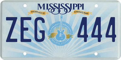 MS license plate ZEG444