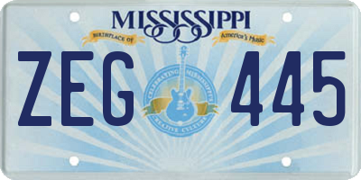 MS license plate ZEG445