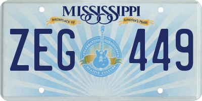 MS license plate ZEG449