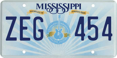 MS license plate ZEG454
