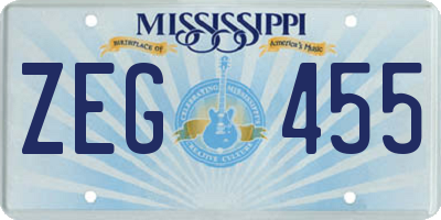 MS license plate ZEG455