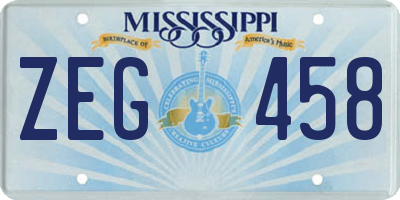 MS license plate ZEG458