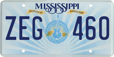 MS license plate ZEG460