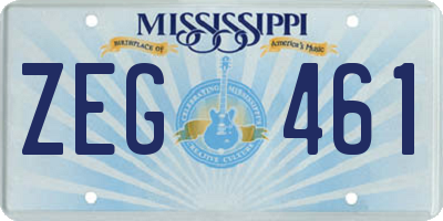 MS license plate ZEG461