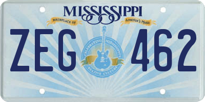 MS license plate ZEG462