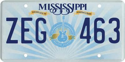MS license plate ZEG463