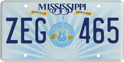 MS license plate ZEG465