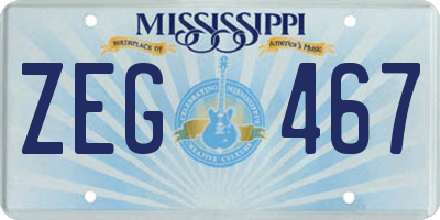MS license plate ZEG467