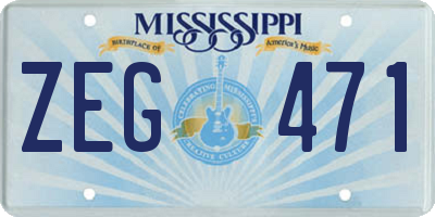 MS license plate ZEG471