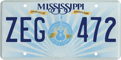 MS license plate ZEG472
