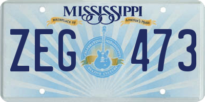 MS license plate ZEG473