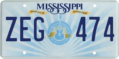 MS license plate ZEG474