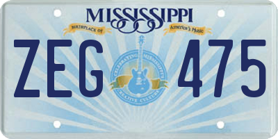 MS license plate ZEG475