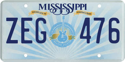 MS license plate ZEG476