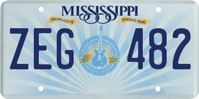 MS license plate ZEG482