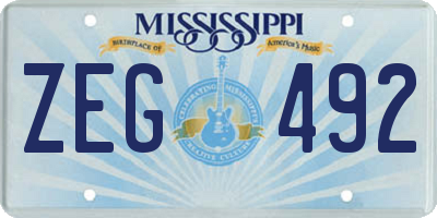 MS license plate ZEG492