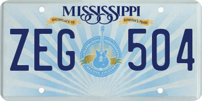 MS license plate ZEG504