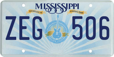 MS license plate ZEG506