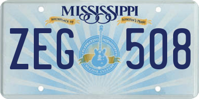 MS license plate ZEG508