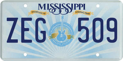 MS license plate ZEG509