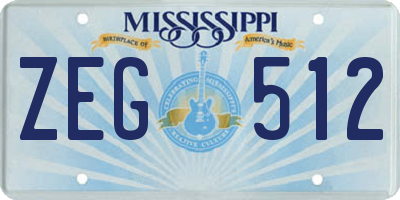 MS license plate ZEG512