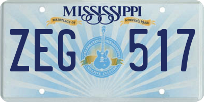 MS license plate ZEG517