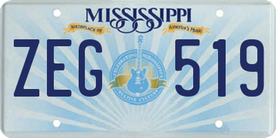 MS license plate ZEG519