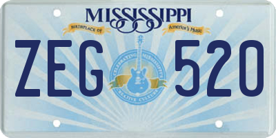 MS license plate ZEG520