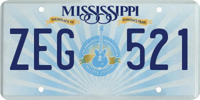 MS license plate ZEG521