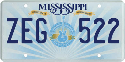 MS license plate ZEG522
