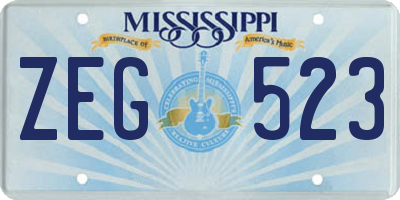 MS license plate ZEG523