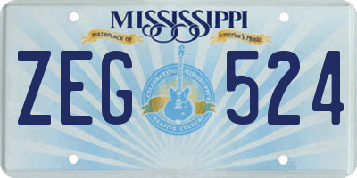 MS license plate ZEG524