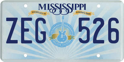 MS license plate ZEG526