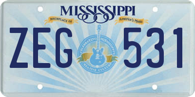 MS license plate ZEG531