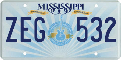 MS license plate ZEG532