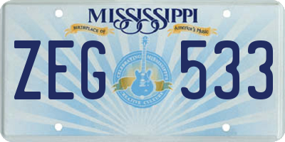 MS license plate ZEG533