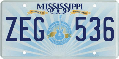 MS license plate ZEG536