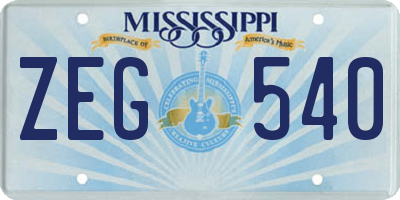 MS license plate ZEG540