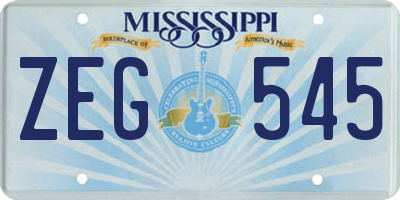 MS license plate ZEG545