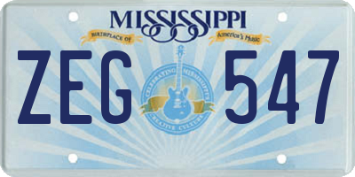 MS license plate ZEG547
