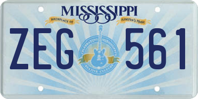 MS license plate ZEG561