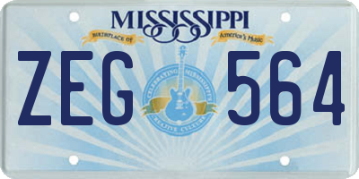 MS license plate ZEG564